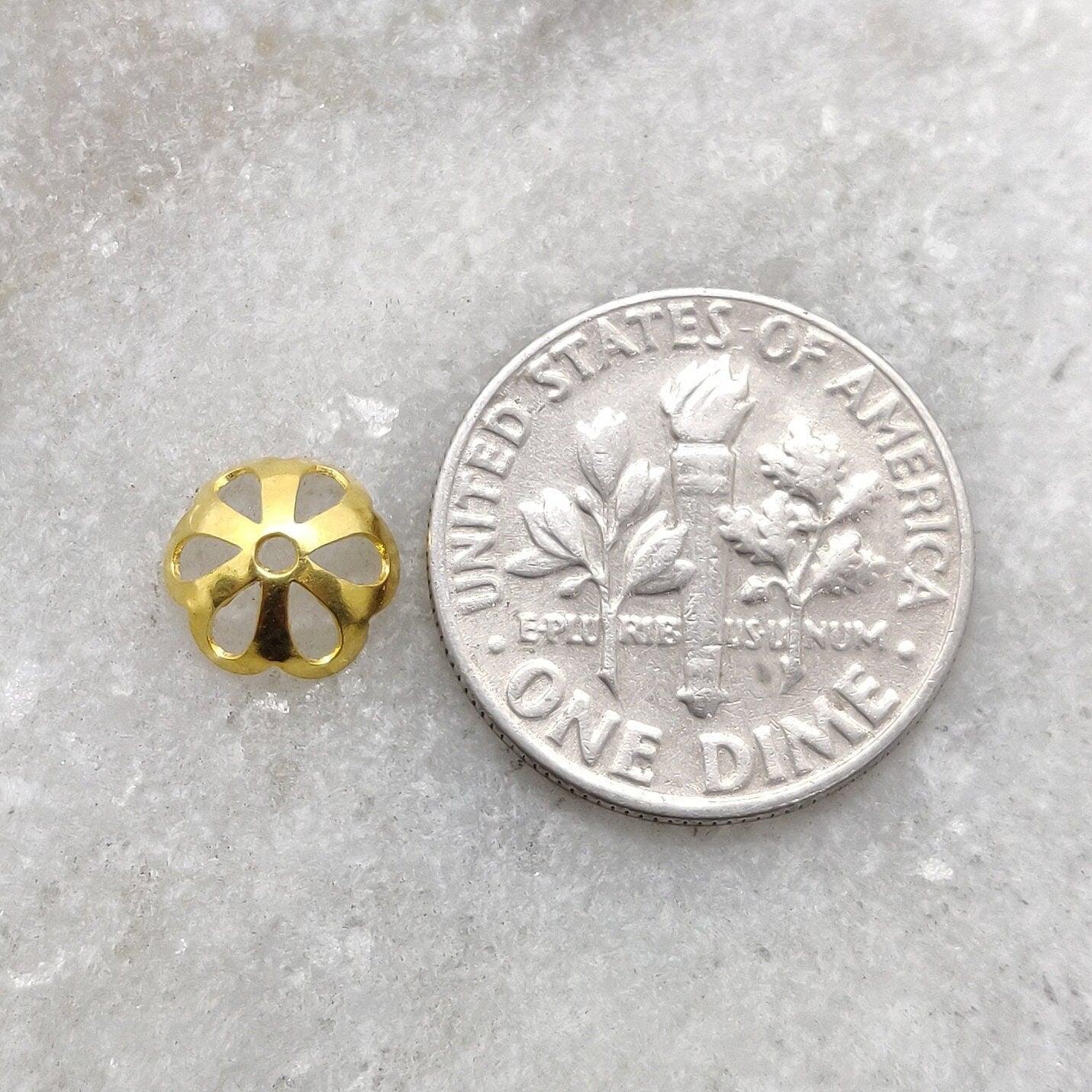 18k Yellow Gold Bead Cap Spacer Finding Supplies 7mm - Kanika Creations