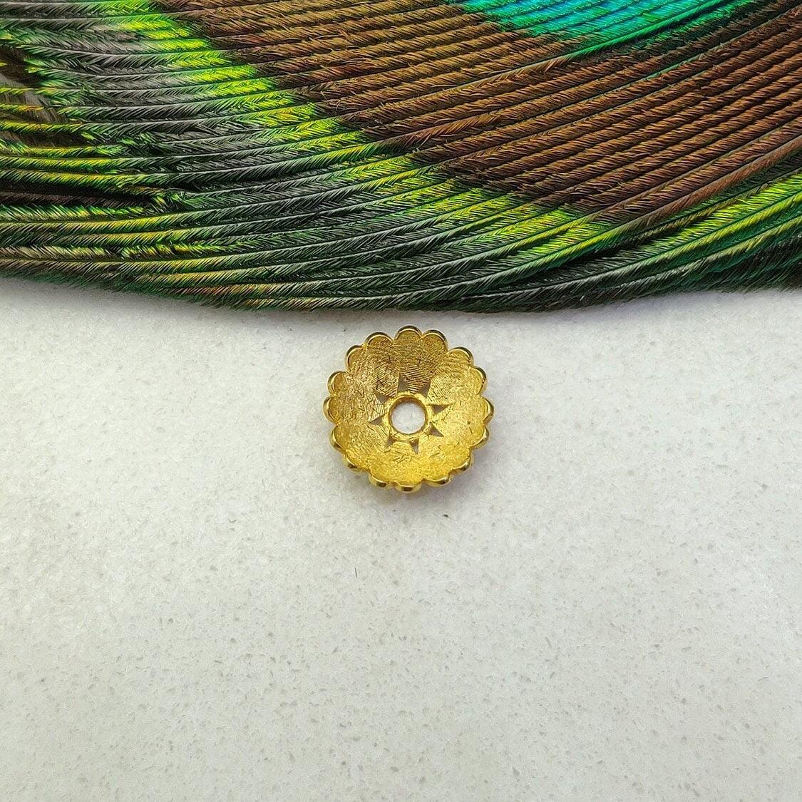 Yellow 18K Gold Spacer End Caps Beads Supplies - Kanika Creations