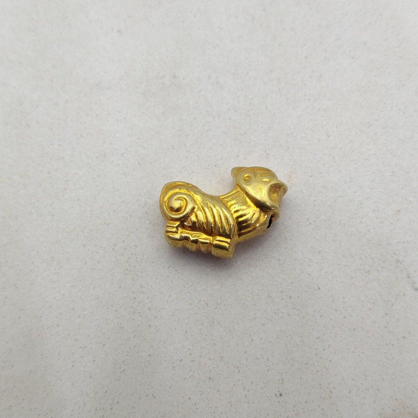 18k Solid Yellow Gold Animal Spacer Charm Pendant 13.5x18mm - Kanika Creations