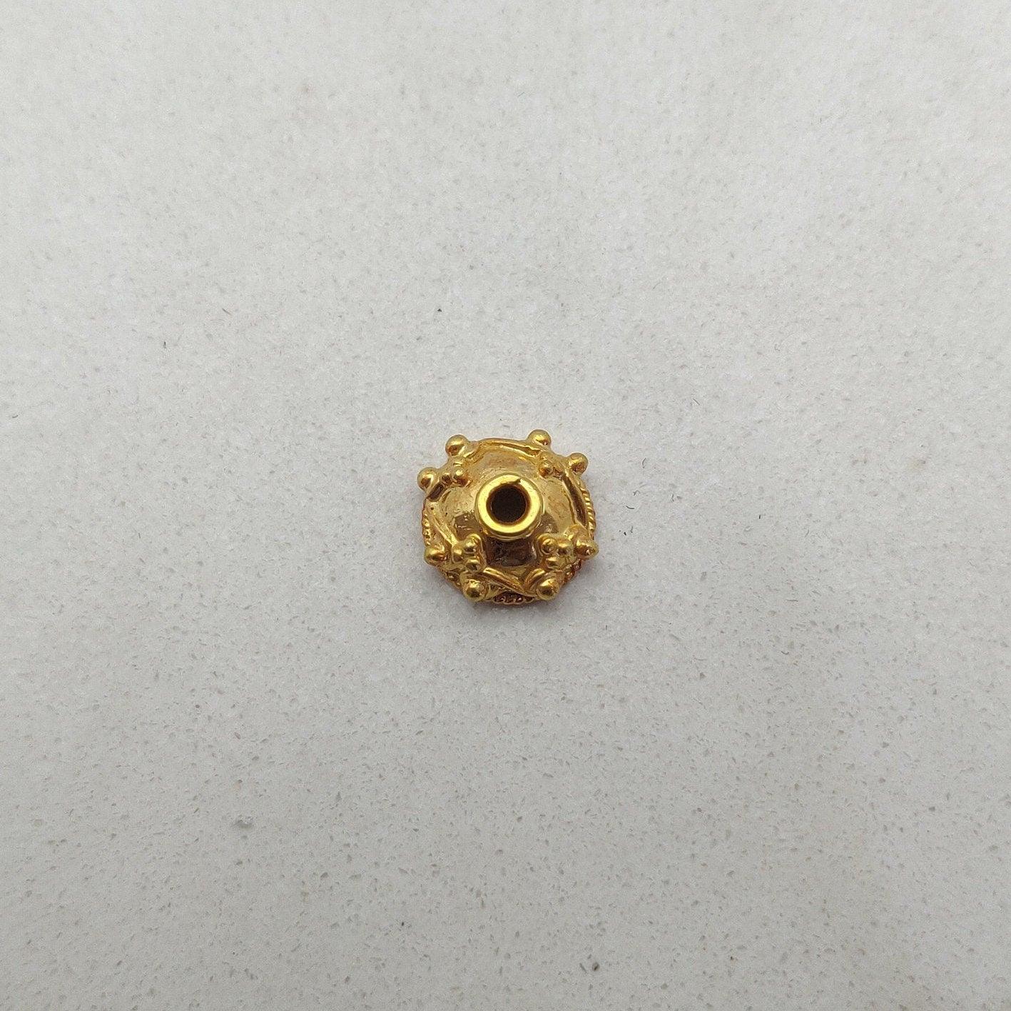 9mm 18k Solid Yellow Gold Bead Caps Spacer DIY Craft - Kanika Creations