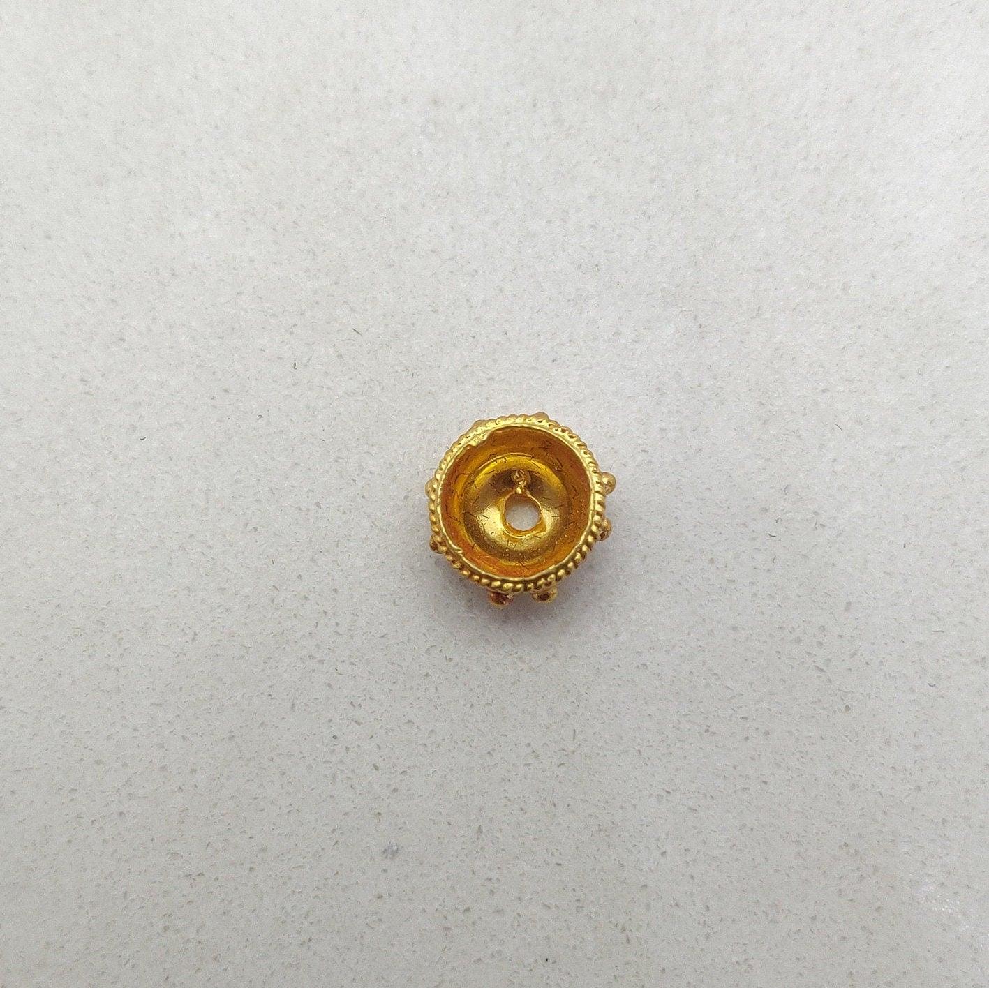 9mm 18k Solid Yellow Gold Bead Caps Spacer DIY Craft - Kanika Creations