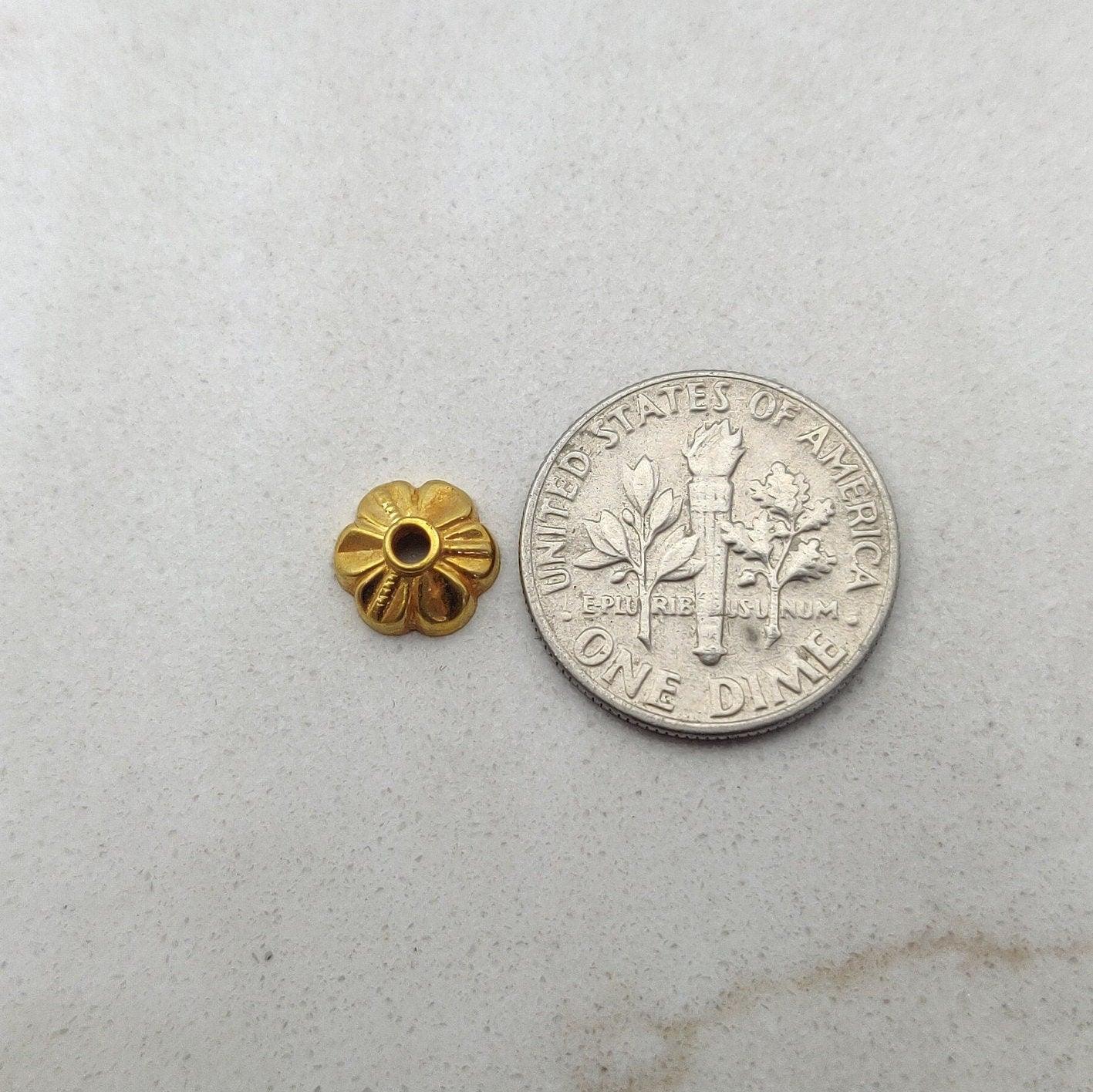 7mm 18k Yellow Gold Craft Bead Caps Spacer DIY - Kanika Creations
