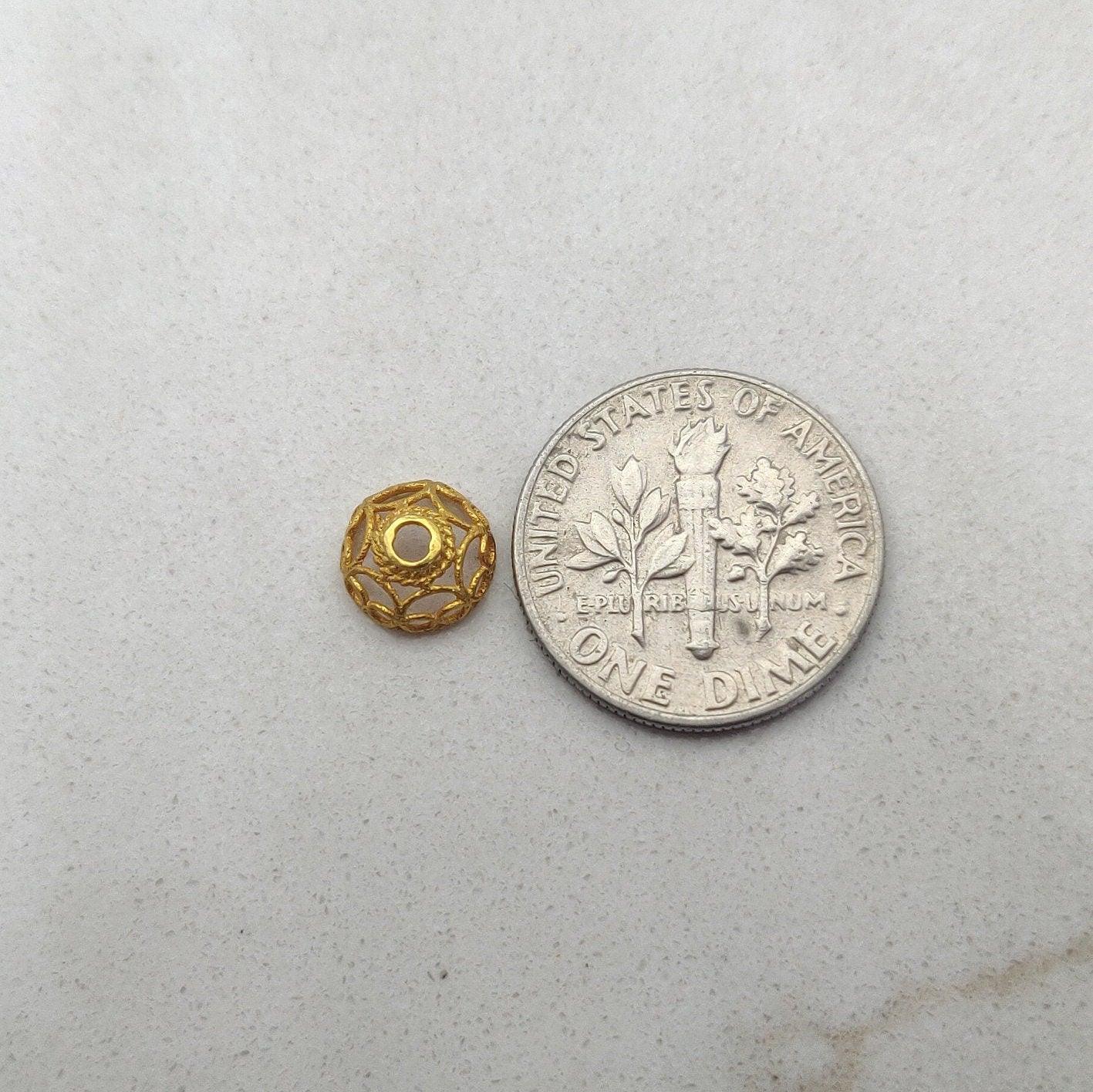 18k Solid Yellow Gold Spacer Bead Caps 7mm - Kanika Creations