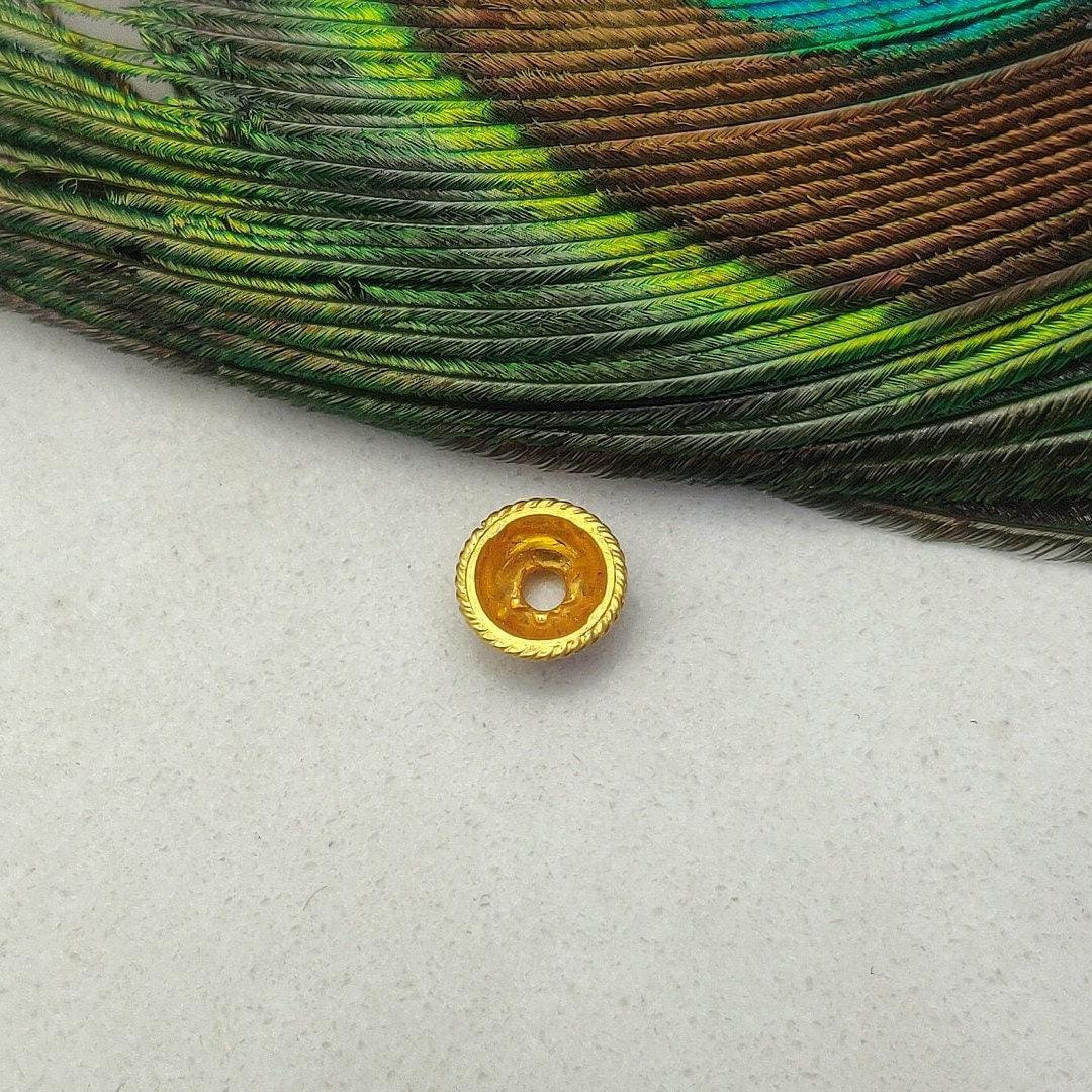 Solid 18k Gold Cap Spacer Beads 7mm - Kanika Creations