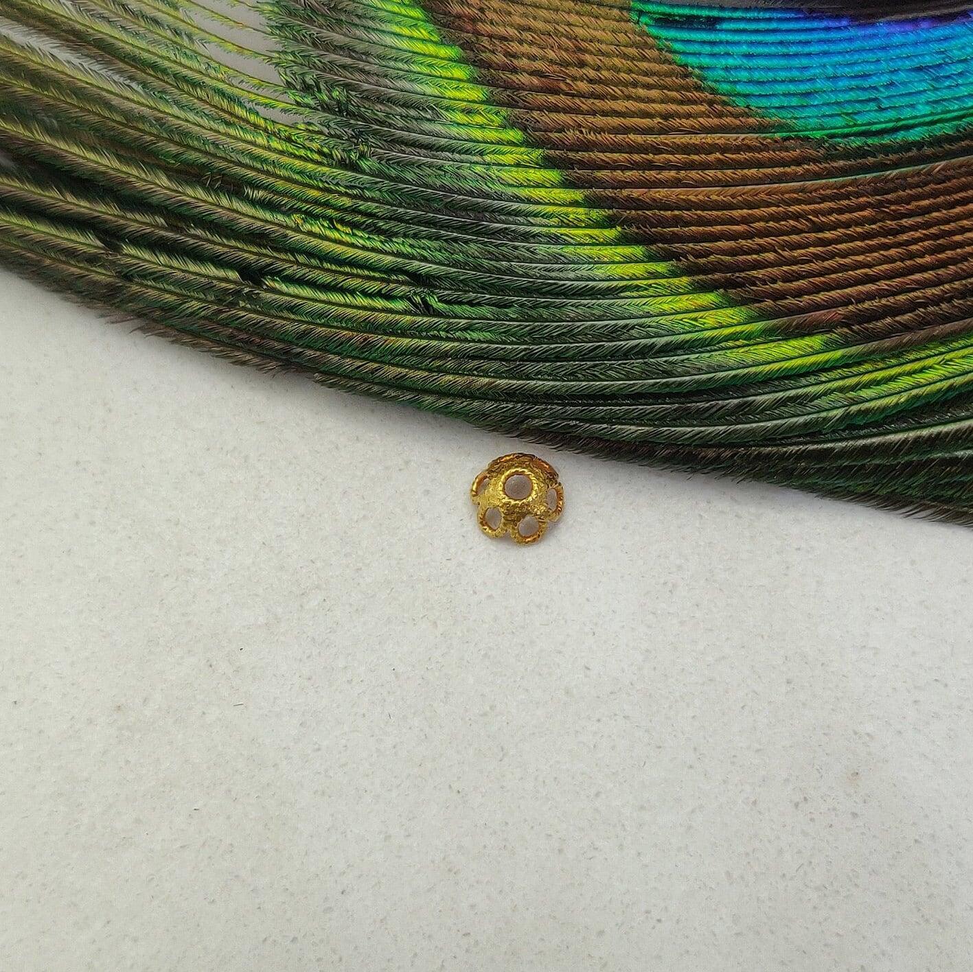 5mm 18k Solid Yellow Gold Bead Caps Spacer Findings Craft - Kanika Creations