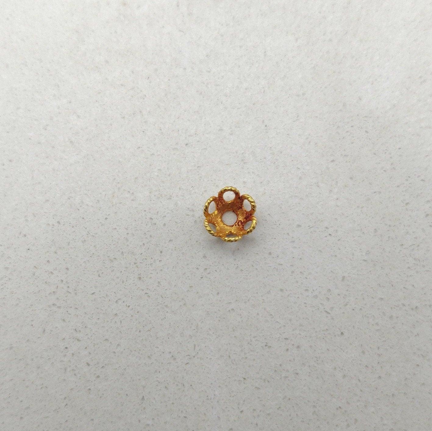 5mm 18k Solid Yellow Gold Bead Caps Spacer Findings Craft - Kanika Creations