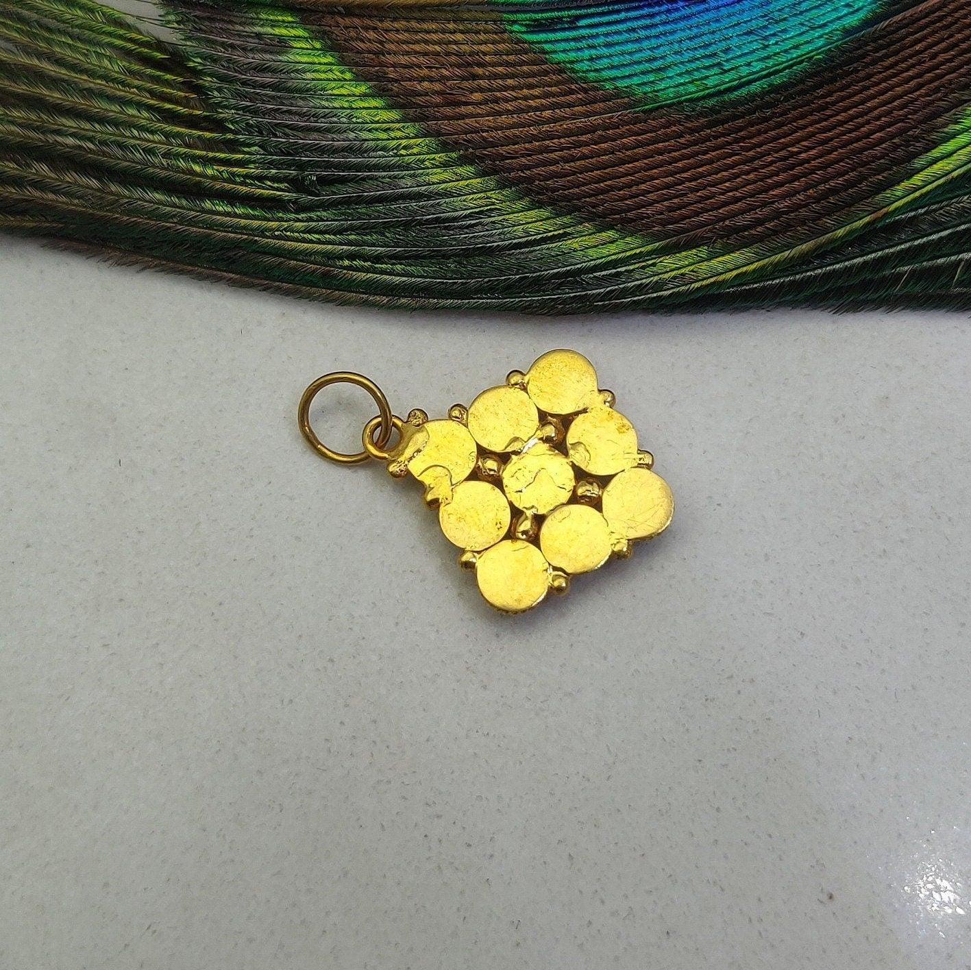 14mm Solid 18k Gold Cushion Pendant With Sky Blue Stone Jewelry - Kanika Creations