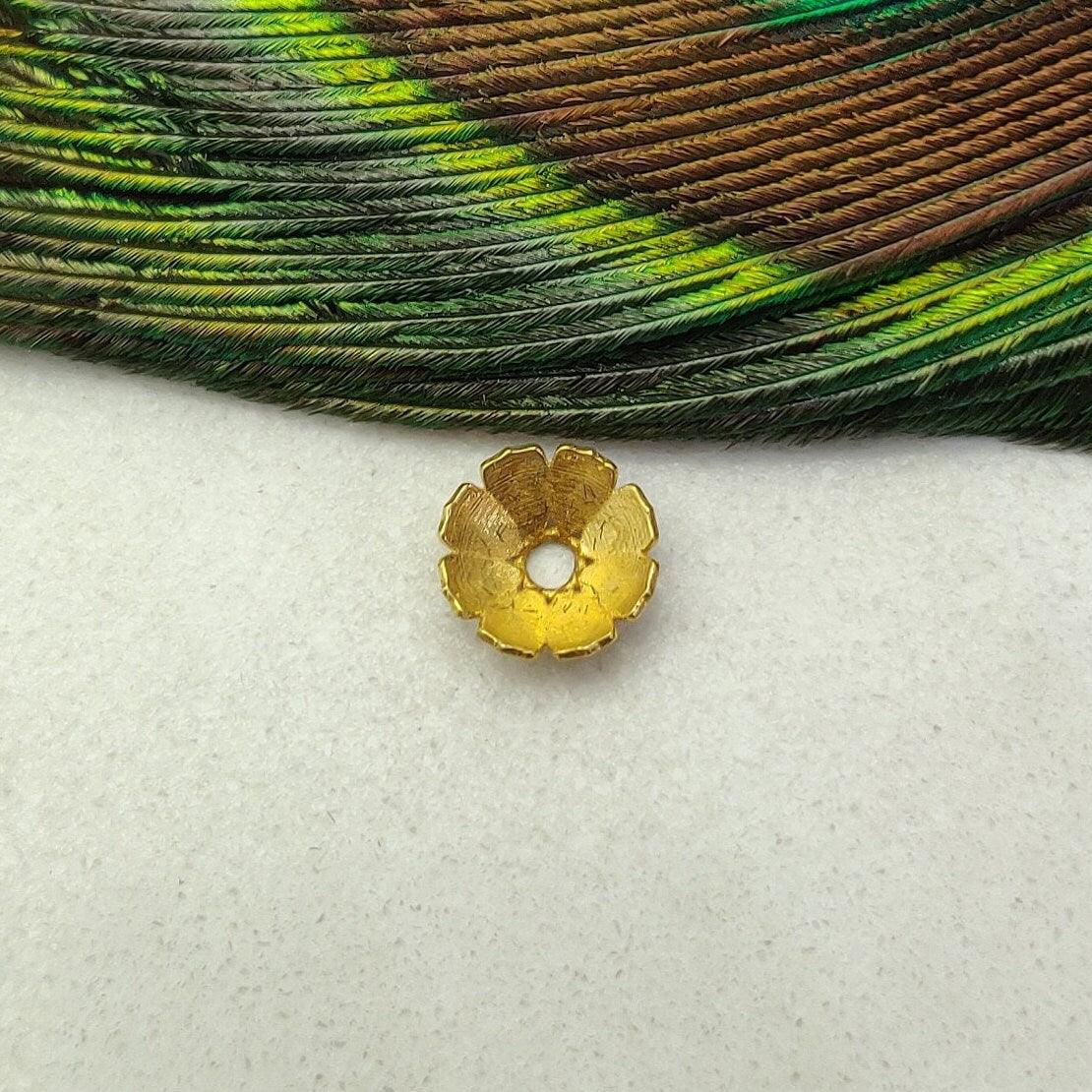 18K Yellow Gold Spacer Cap Bead Finding Craft 8mm - Kanika Creations