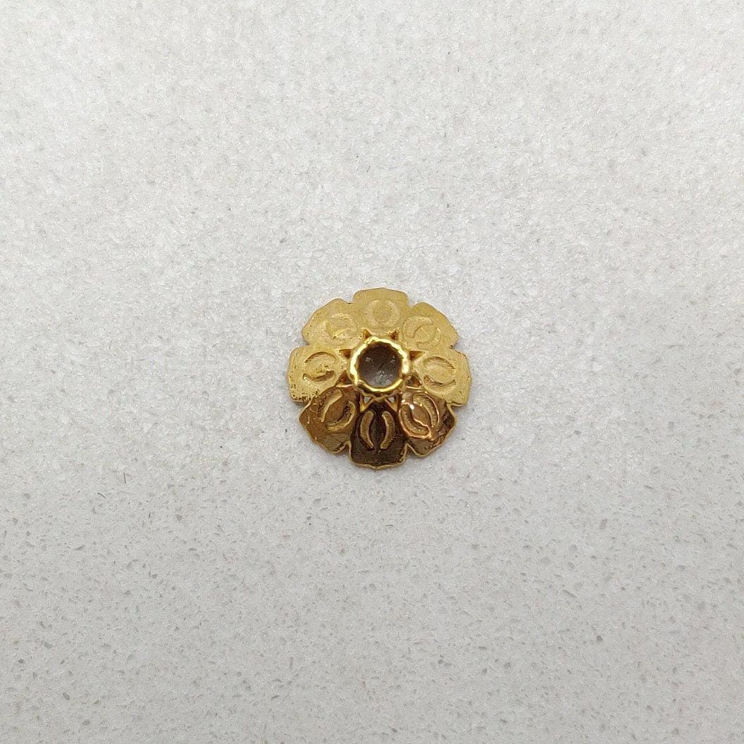 18K Yellow Gold Spacer Cap Bead Finding Craft 8mm - Kanika Creations