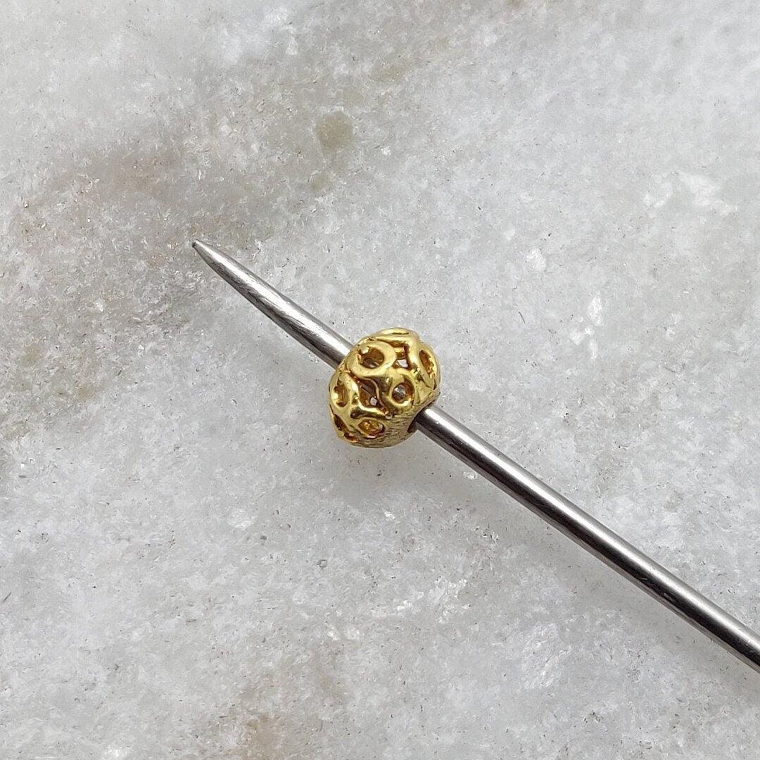 18k Yellow Gold Round Spacer Bead 4x5mm - Kanika Creations
