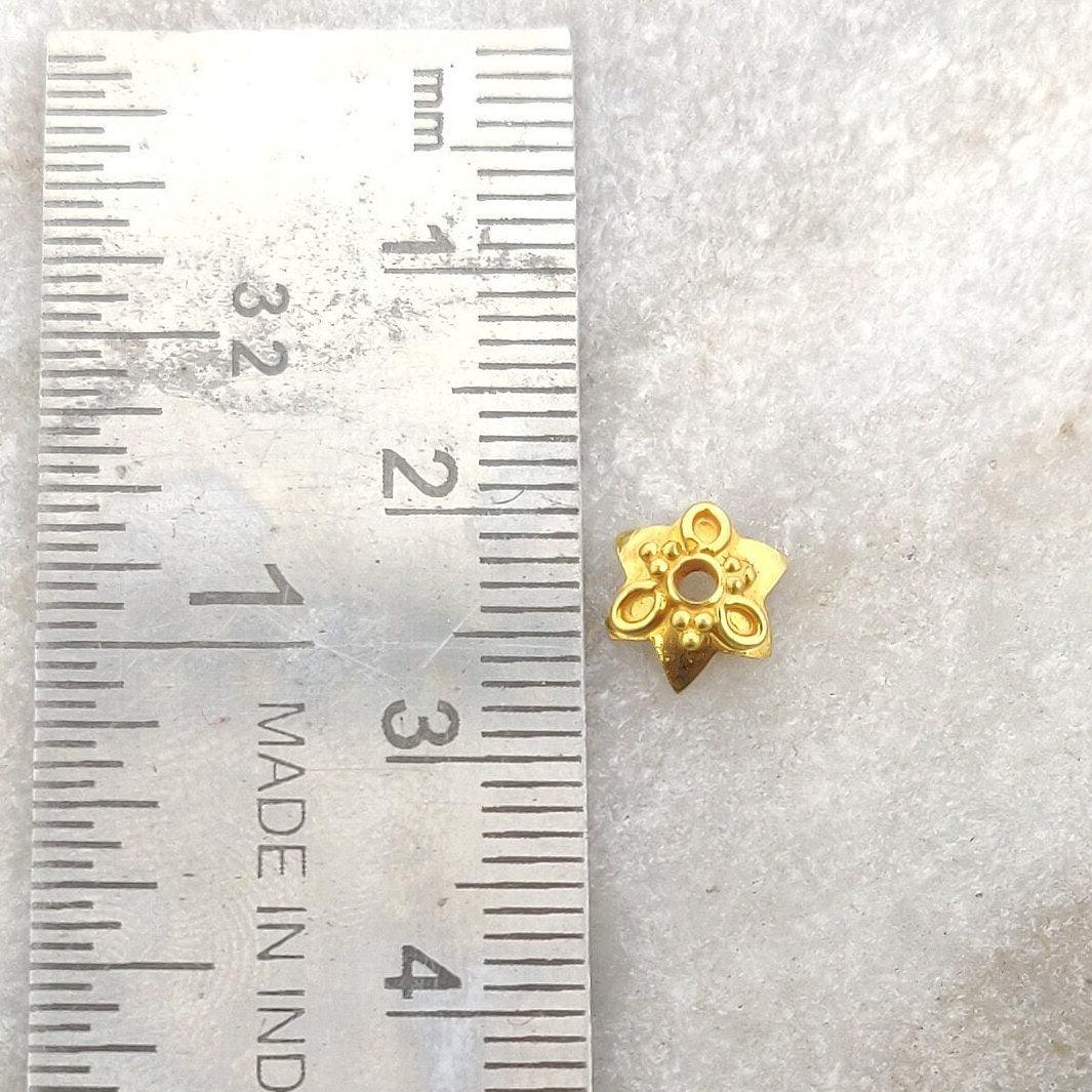 18k Yellow Gold Plain Star Beads Caps DIY Craft 8mm - Kanika Creations