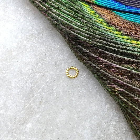 18k Solid Gold Spacer 3MM Twisted Jump Ring Sold as 4pcs - Kanika Creations