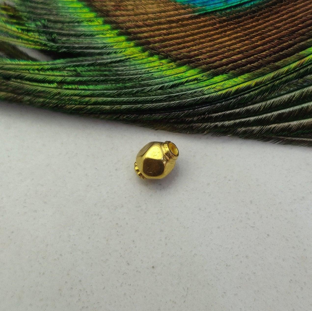 18k Solid Yellow Gold Faceted Fancy Spacer Beads - Kanika Creations