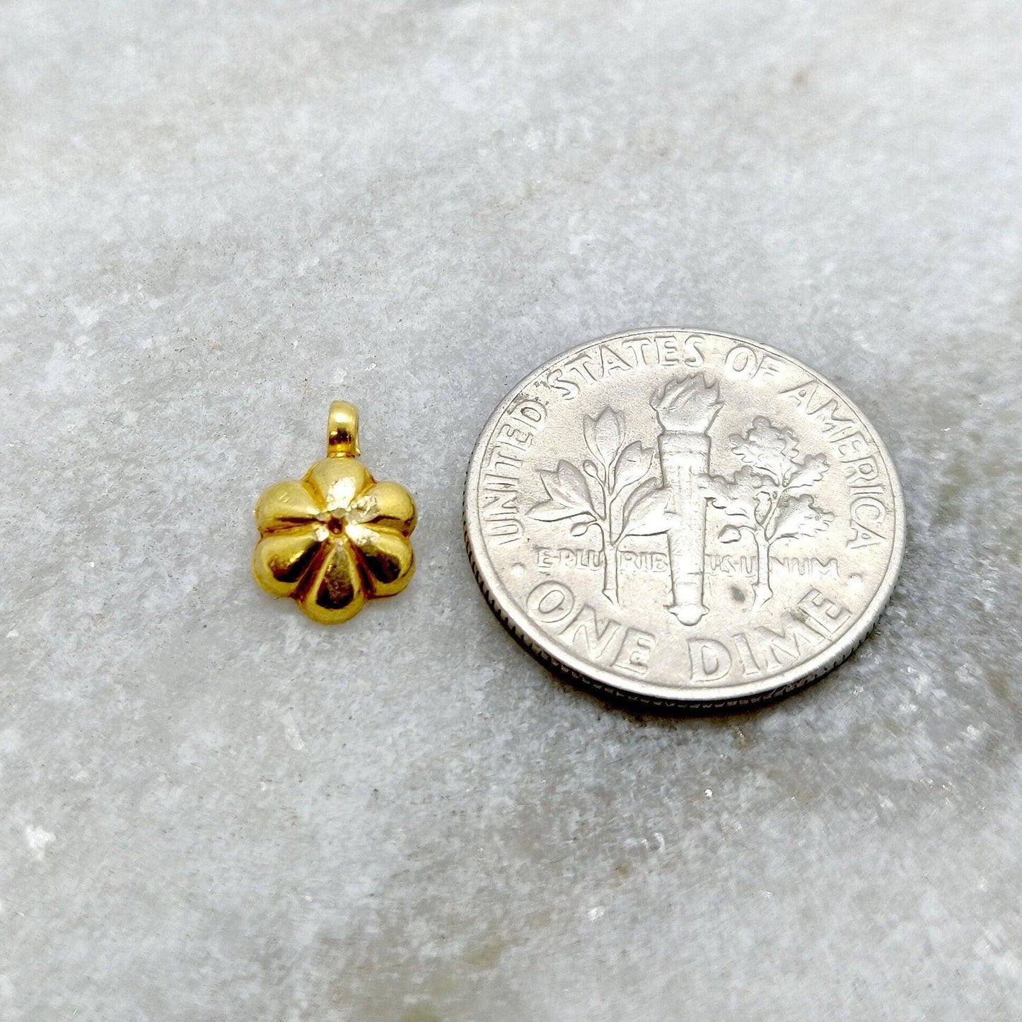 Unique 18k Yellow Gold Charm For Jewelry DIY Craft 10mm - Kanika Creations