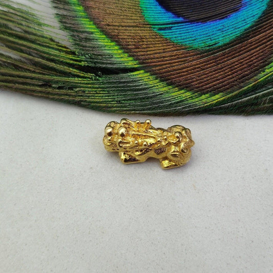 18 karat Solid Yellow Gold Chinese Dragon Beads 19x10mm - Kanika Creations