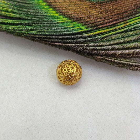 18k Gold Carved Round Ball Spacer Beads Finding 8mm - Kanika Creations