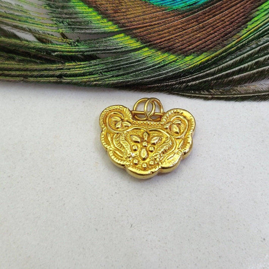 Yellow 18k Gold Floral Designer Charm Pendant - Kanika Creations