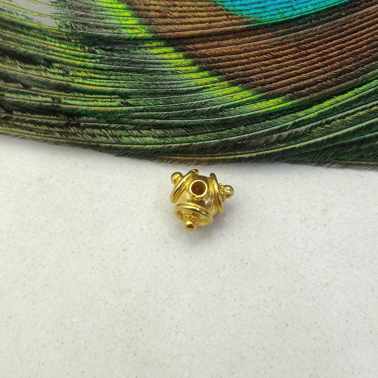 18k Gold Unique Fancy Rondelle Spacer Beads 7mm - Kanika Creations
