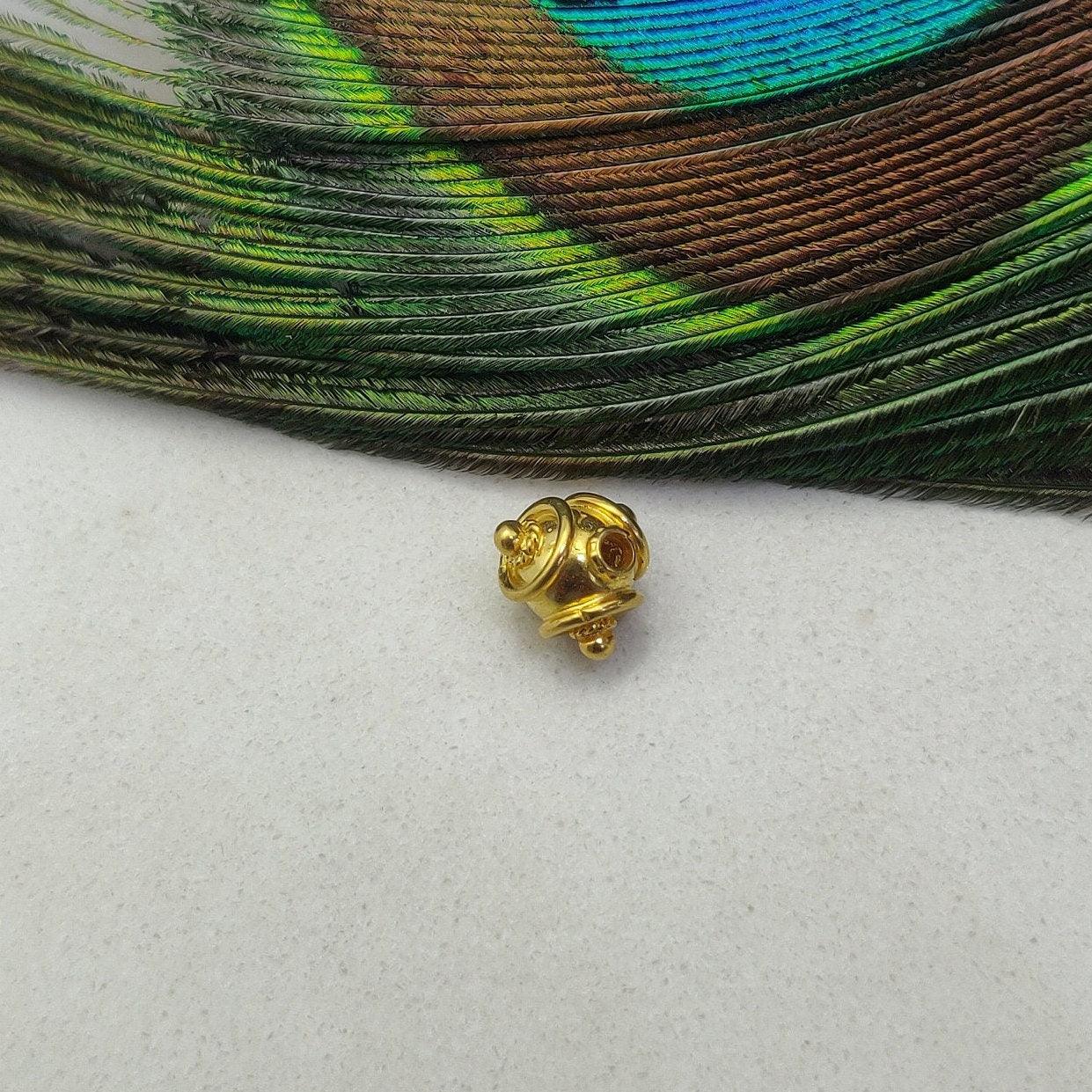 18k Gold Unique Fancy Rondelle Spacer Beads 7mm - Kanika Creations