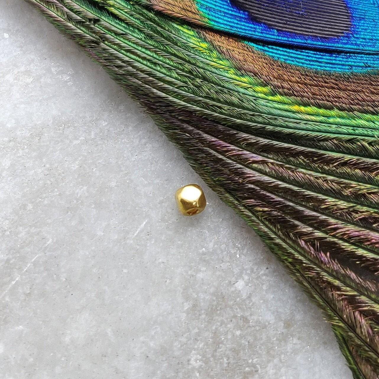 18k Solid Yellow Gold Nuggets Spacer Findings Beads Sold By 5 Pcs - Kanika Creations