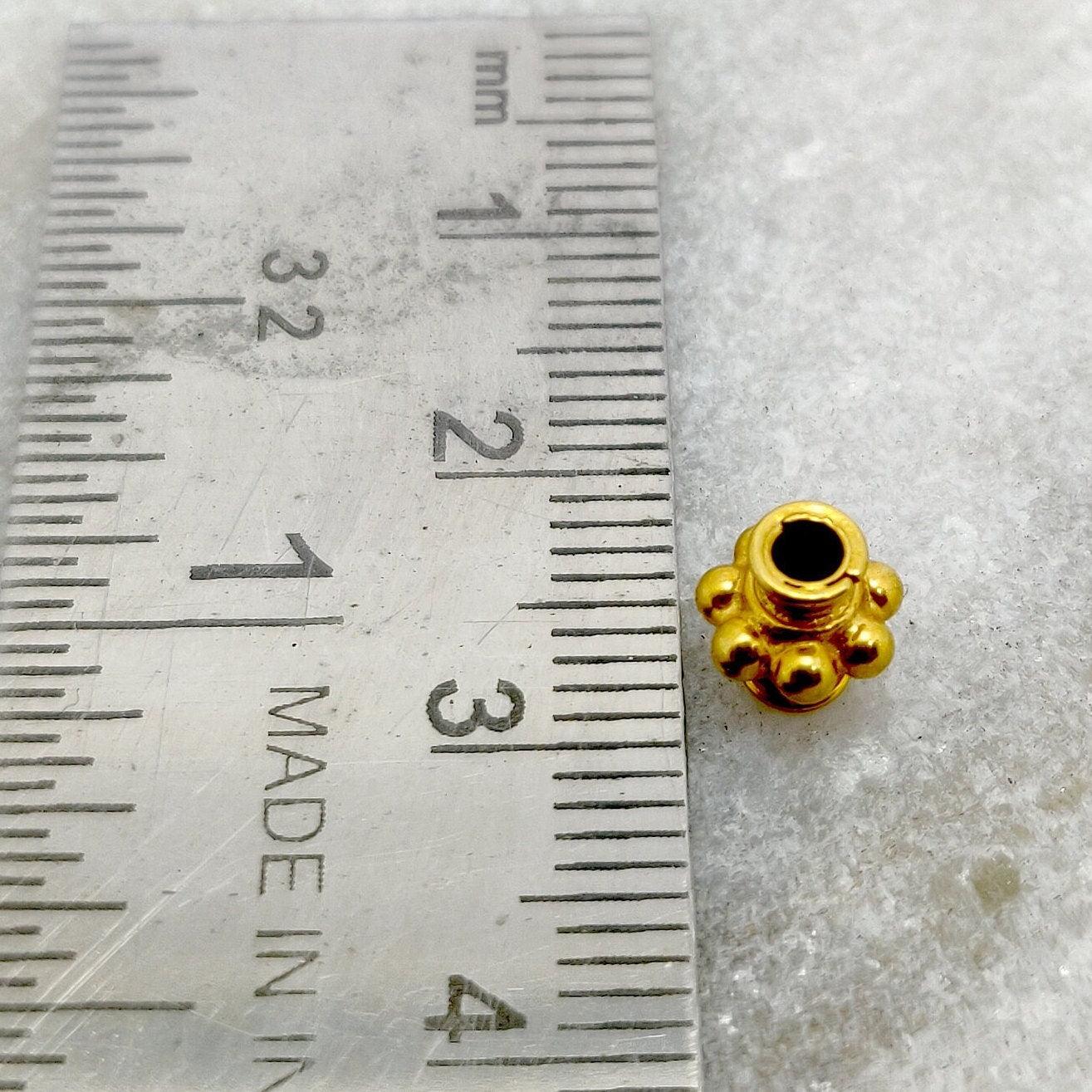 18k Yellow Gold Rondelle Tube Spacer Beads 6mm - Kanika Creations
