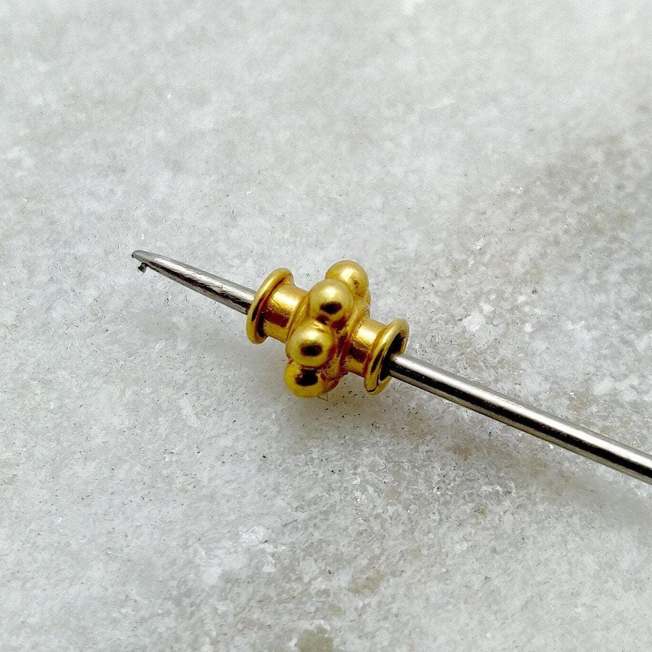 18k Yellow Gold Rondelle Tube Spacer Beads 6mm - Kanika Creations