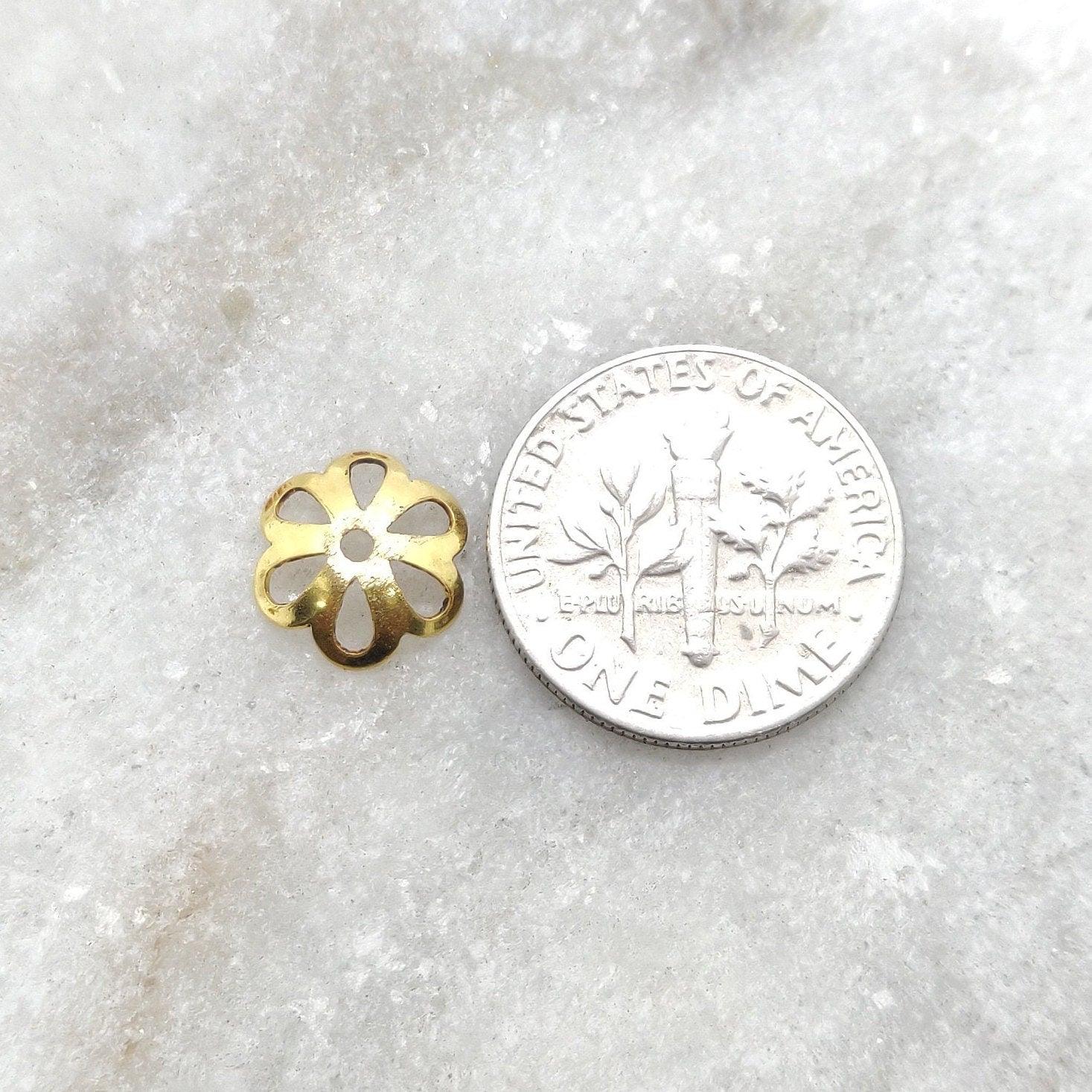 Floral 18k Gold Bead Cap Plain Findings Craft 8mm - Kanika Creations