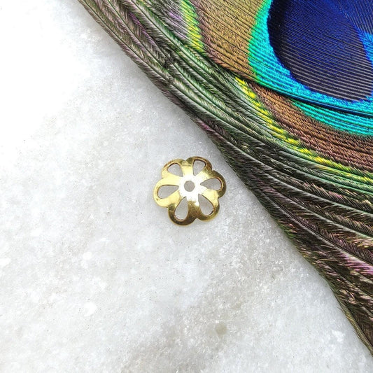 Floral 18k Gold Bead Cap Plain Findings Craft 8mm - Kanika Creations