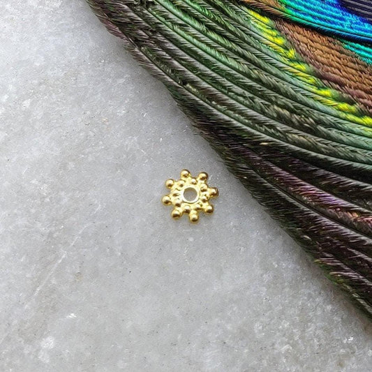 Solid 18k Gold Wheel Spacer Beads Jewelry Supplies Pack of 2 - Kanika Creations