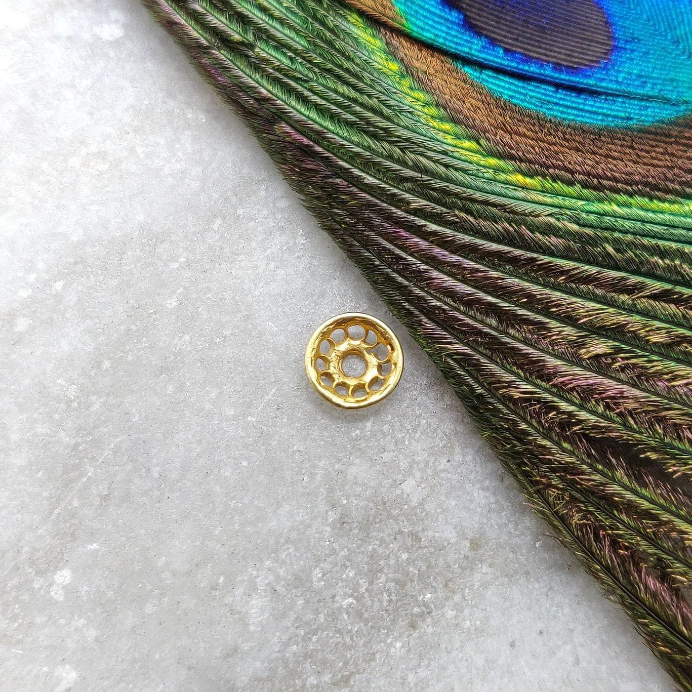 18K Yellow Gold Flower Beads Caps Finding 7mm - Kanika Creations