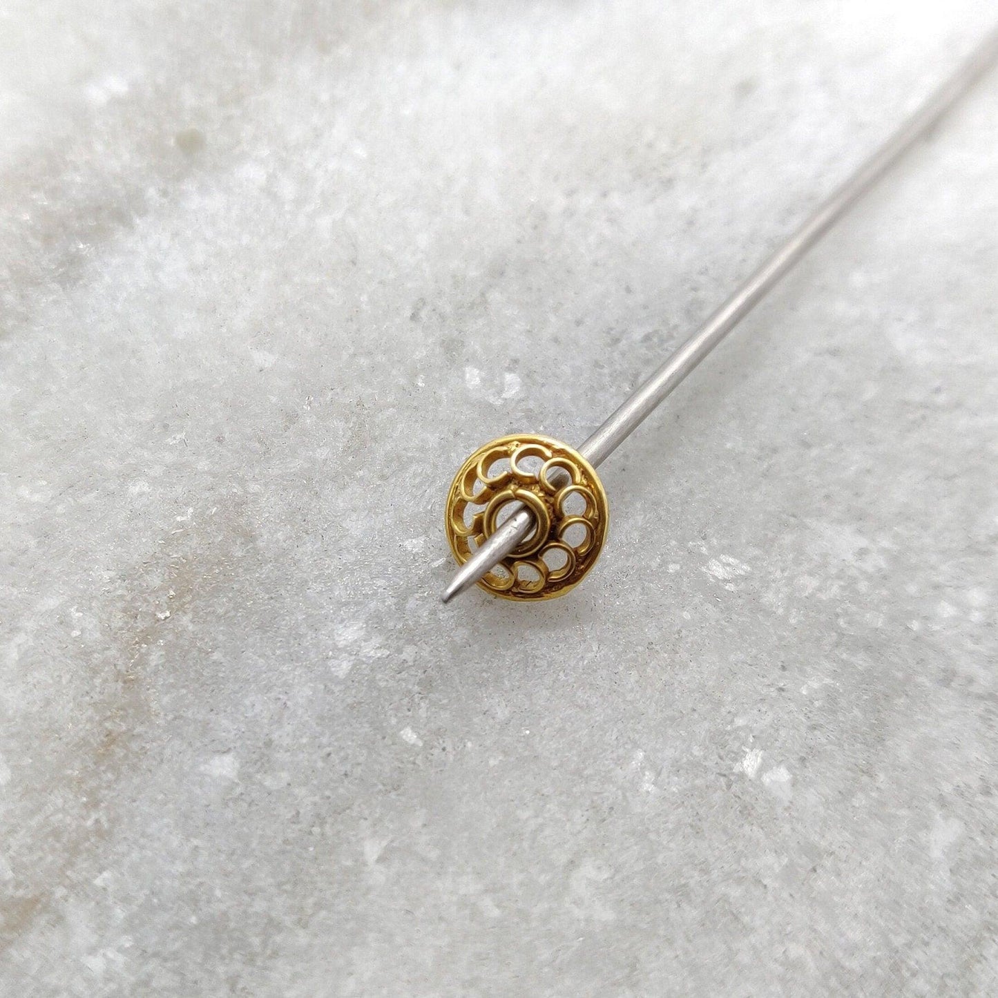 18K Yellow Gold Flower Beads Caps Finding 7mm - Kanika Creations