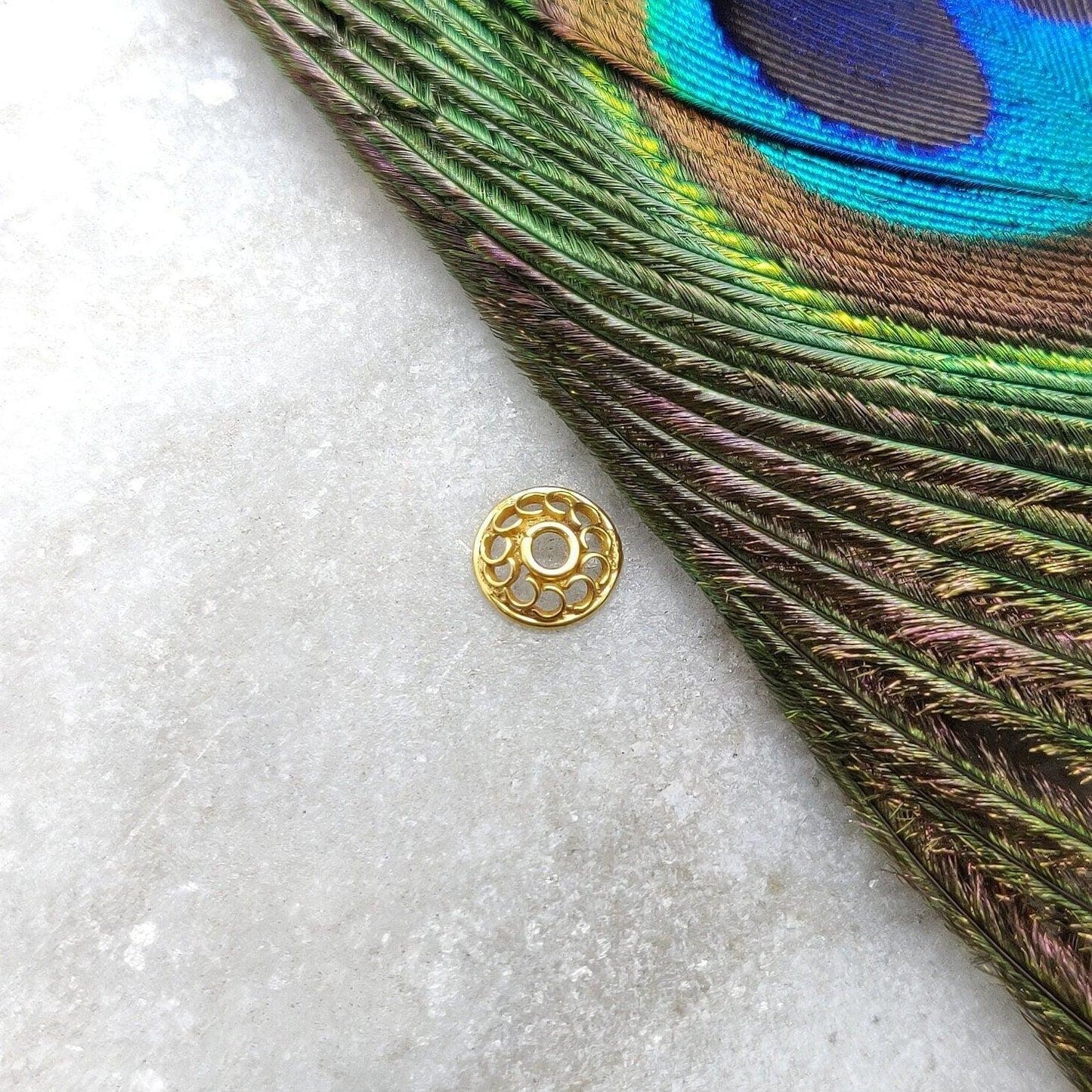 18K Yellow Gold Flower Beads Caps Finding 7mm - Kanika Creations