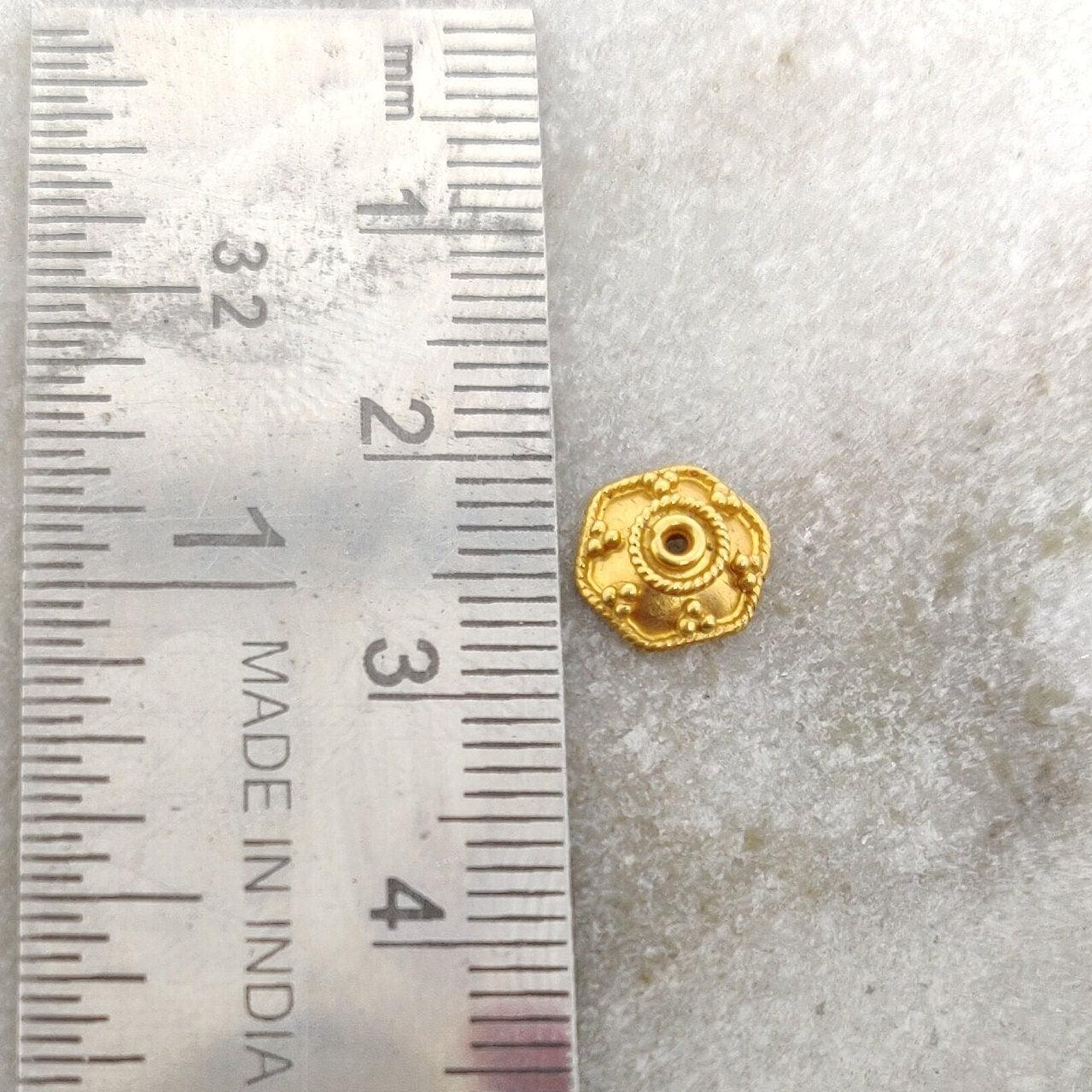 18k Solid Gold Filigree Beads Cap Finding 8mm - Kanika Creations