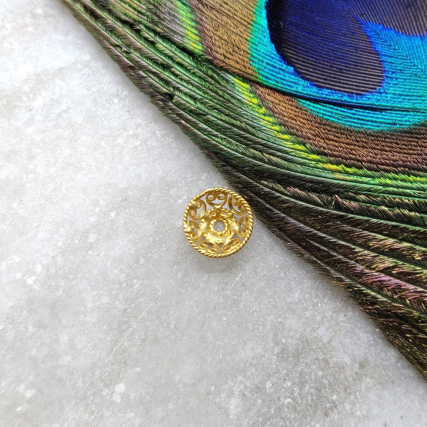 Jewelry Supplies 18k Yellow Gold Spacer Beads Cap - Kanika Creations
