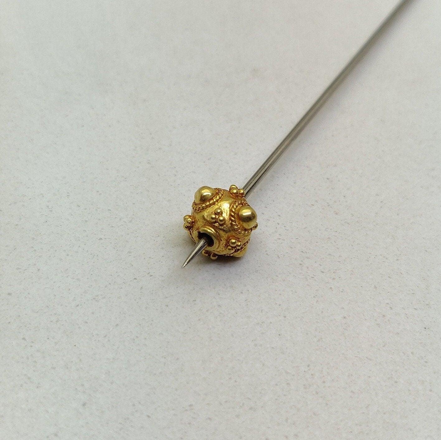 18k Solid Yellow Gold Fancy Floral Beads 9x7mm - Kanika Creations