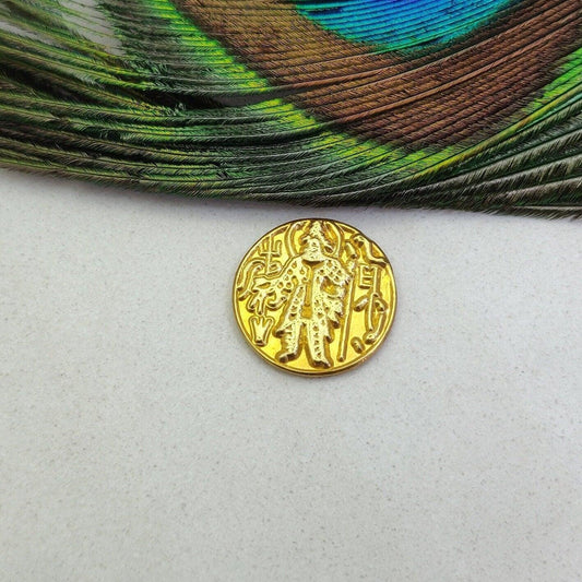 17mm 18K Solid Yellow Gold Antique Coin - Kanika Creations