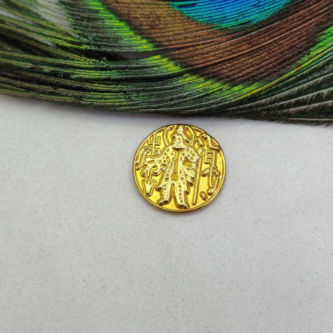 17mm 18K Solid Yellow Gold Antique Coin - Kanika Creations