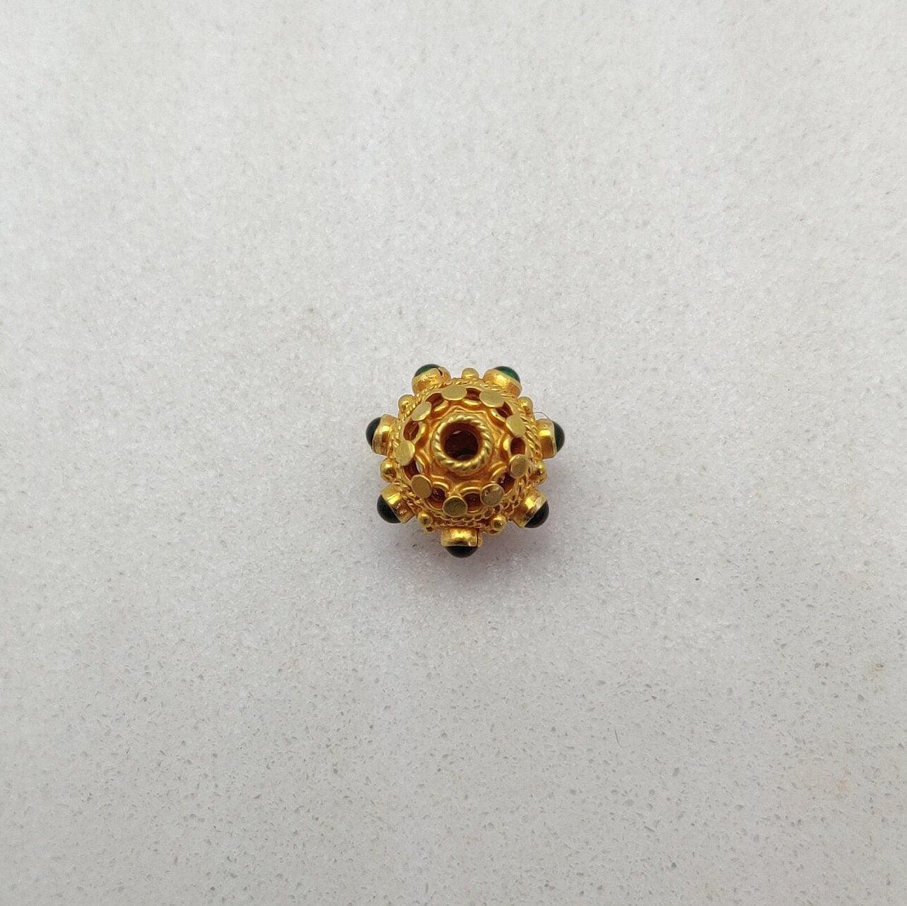 18k Solid Yellow Gold Round Spacer Beads 10x9mm - Kanika Creations