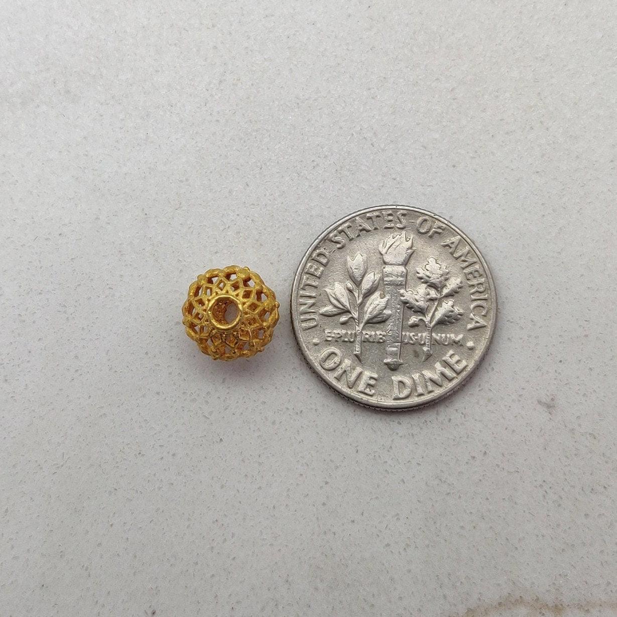 18K Solid Yellow Gold Antique Spacer Beads 8X7.50mm - Kanika Creations
