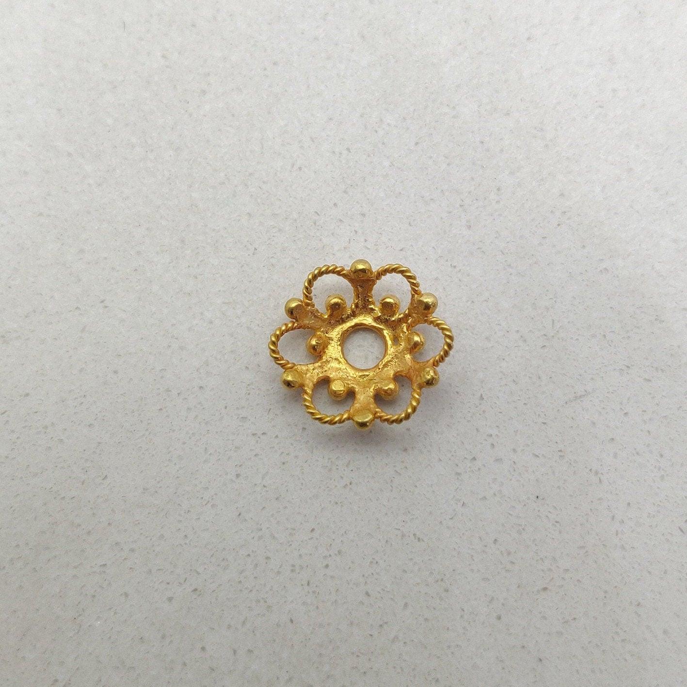 18k Solid Yellow Gold Fancy Floral Bead Cap 11 mm - Kanika Creations