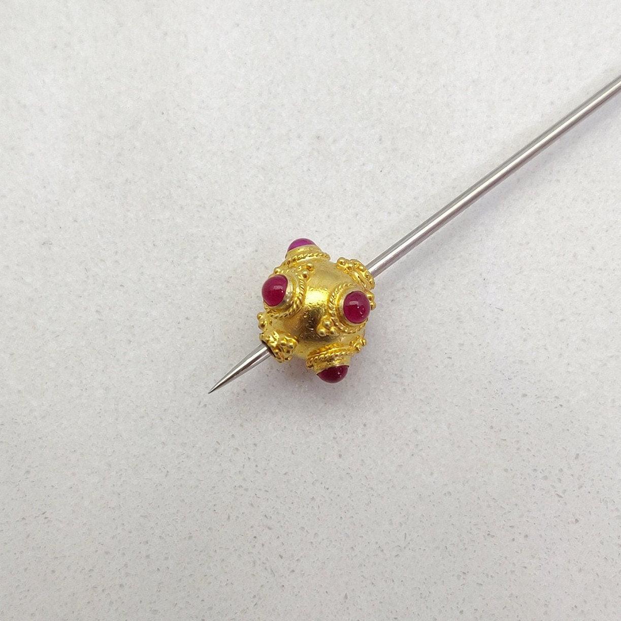 18k Solid Yellow Gold Gemstone Ball Beads-10X9 mm - Kanika Creations