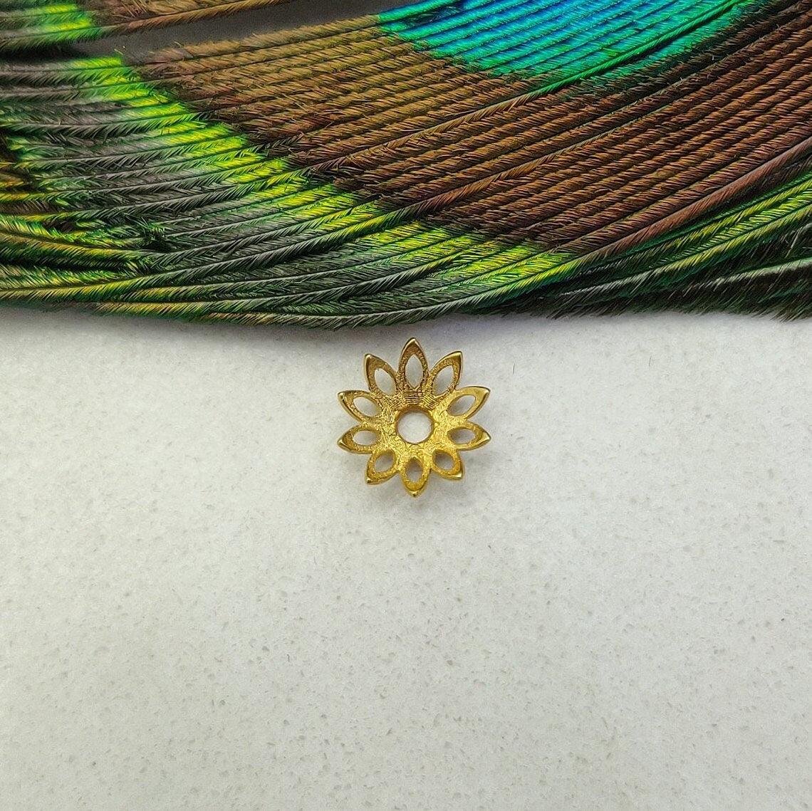 Solid 18k Gold Spacer Bead Cap For Jewelry Making - Kanika Creations