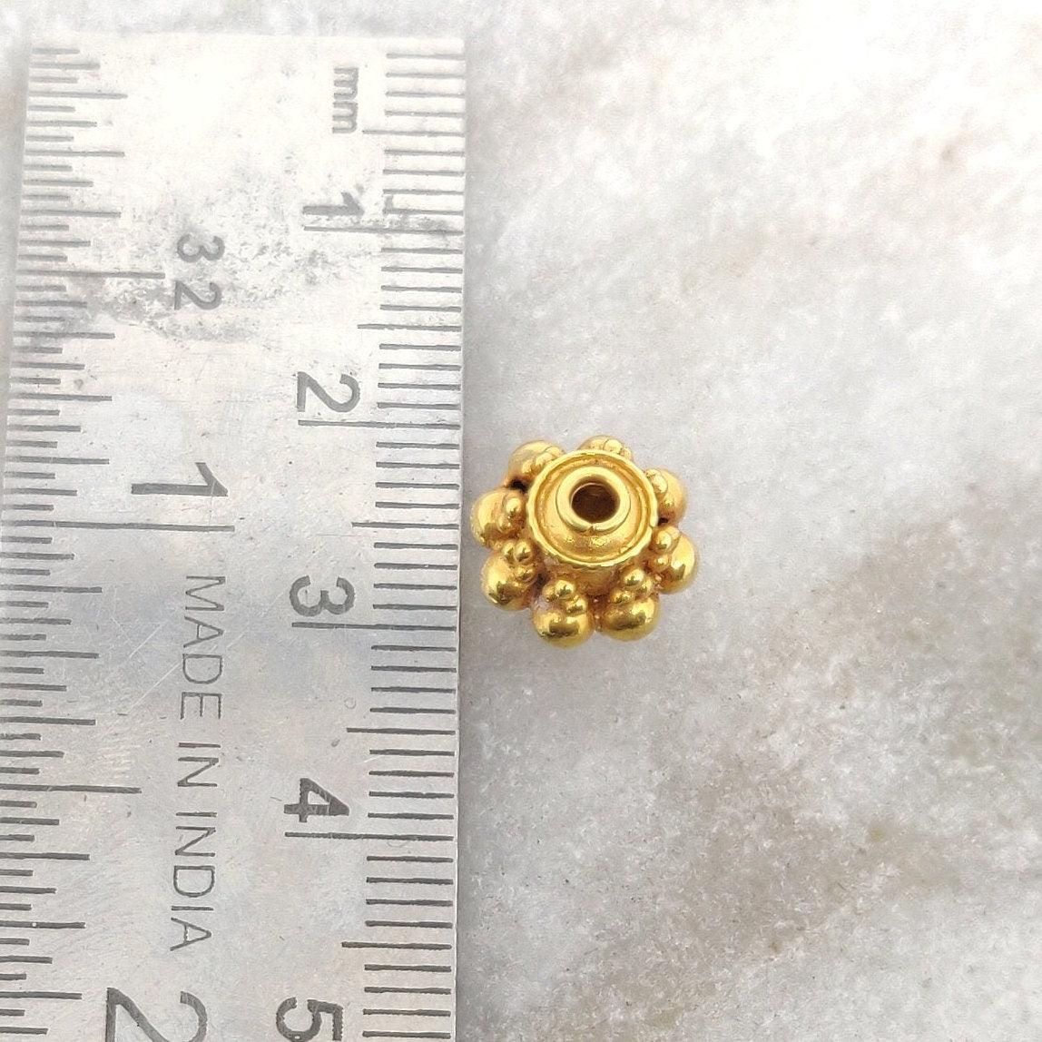 9.5mm 18k Gold Indian Style Rondelle Spacer Beads Findings - Kanika Creations