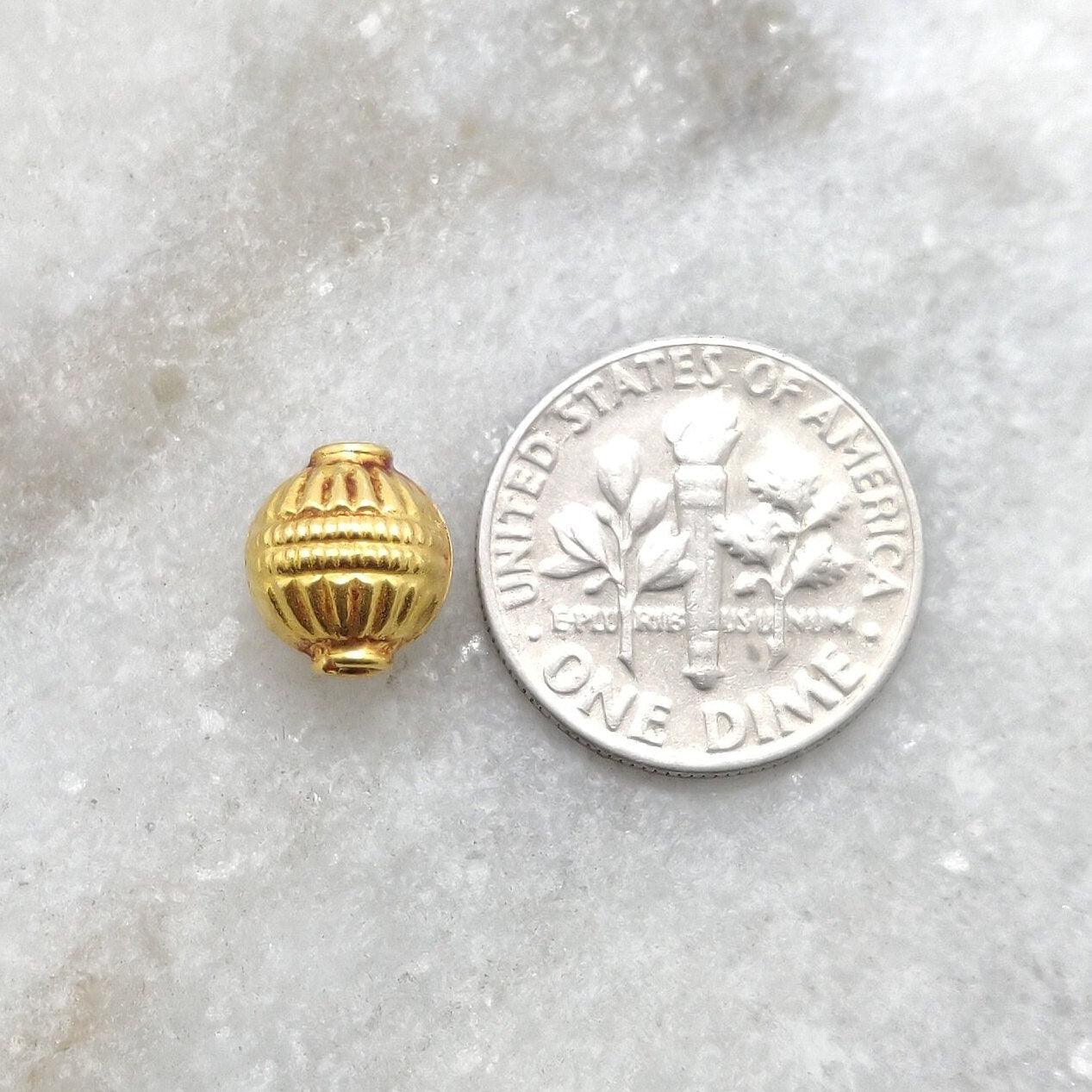 18k Yellow Gold Round Spacer Bead Finding 9mm - Kanika Creations