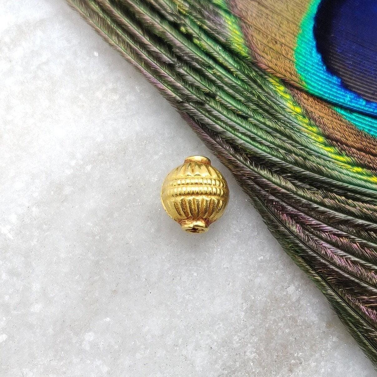 18k Yellow Gold Round Spacer Bead Finding 9mm - Kanika Creations
