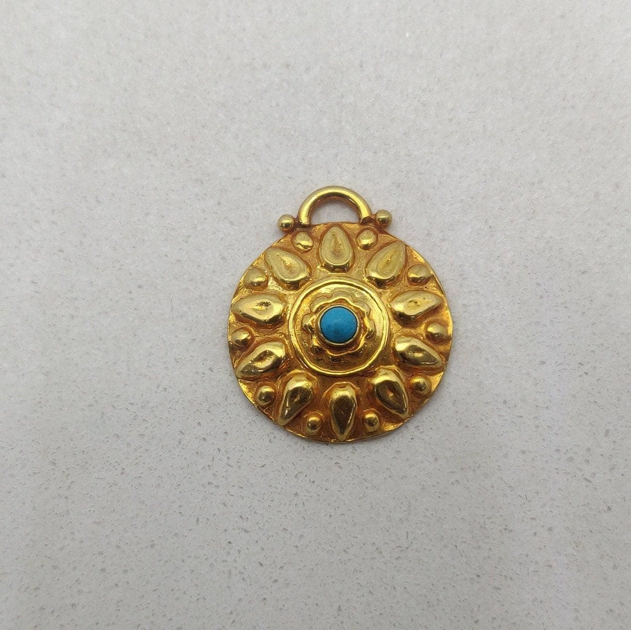 Turquoise Handmade 18k Gold Pendant - Kanika Creations