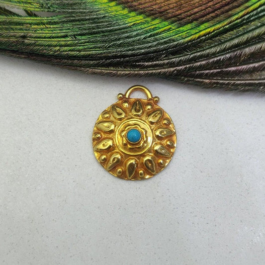 Turquoise Handmade 18k Gold Pendant - Kanika Creations