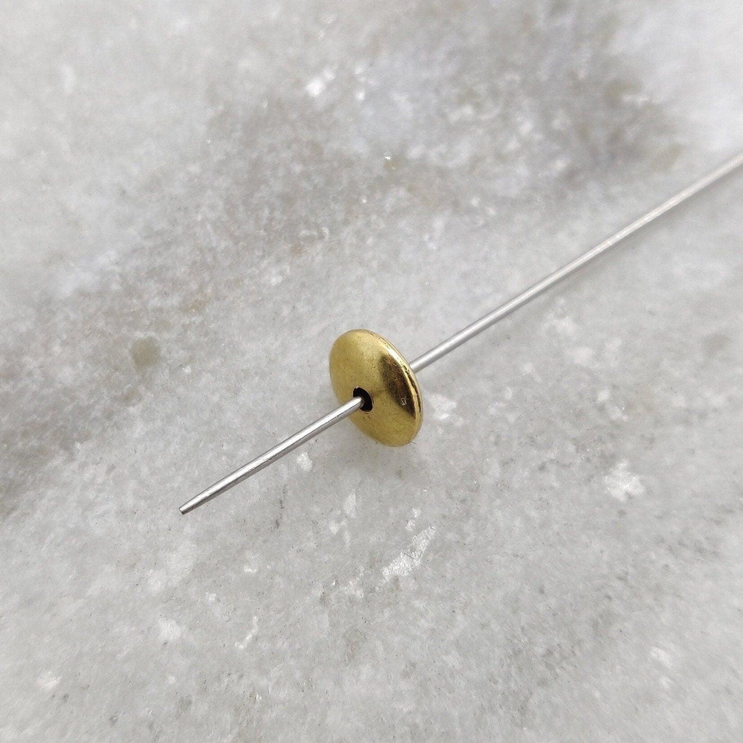 18k Solid Yellow Gold Rondelle Spacer Beads 2x6mm - Kanika Creations