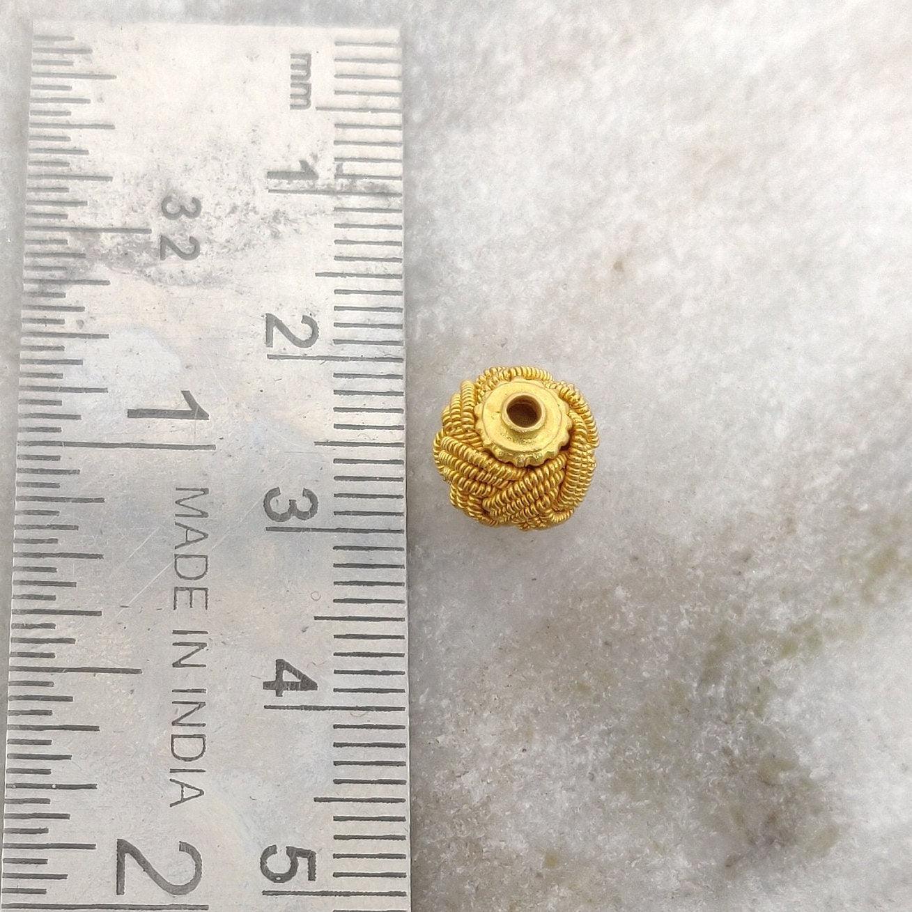 18K Solid Yellow Gold Knot Spacer Beads 9.5x8mm - Kanika Creations