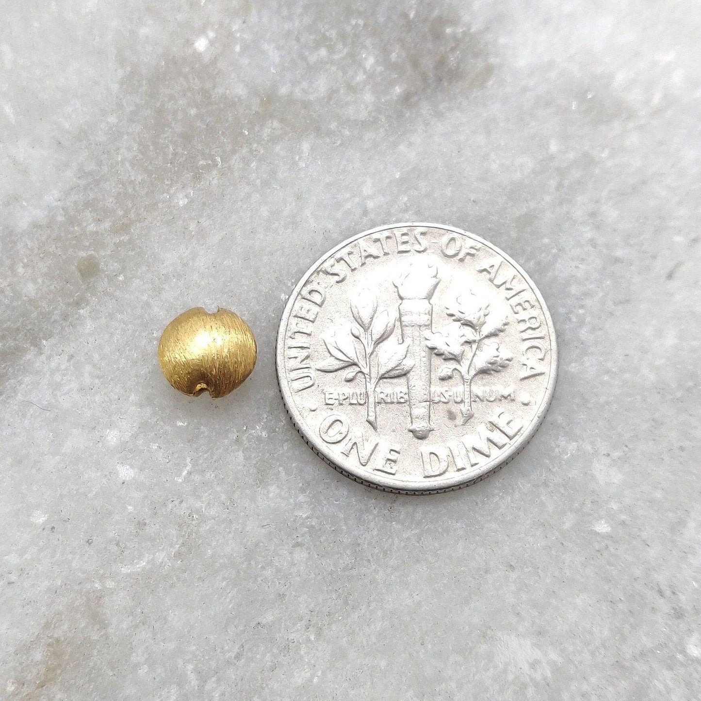 18k Yellow Gold in Brush Finished Spacer Beads 6mm - Kanika Creations